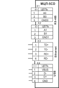 Схема электрических подключений МЦП-5СD